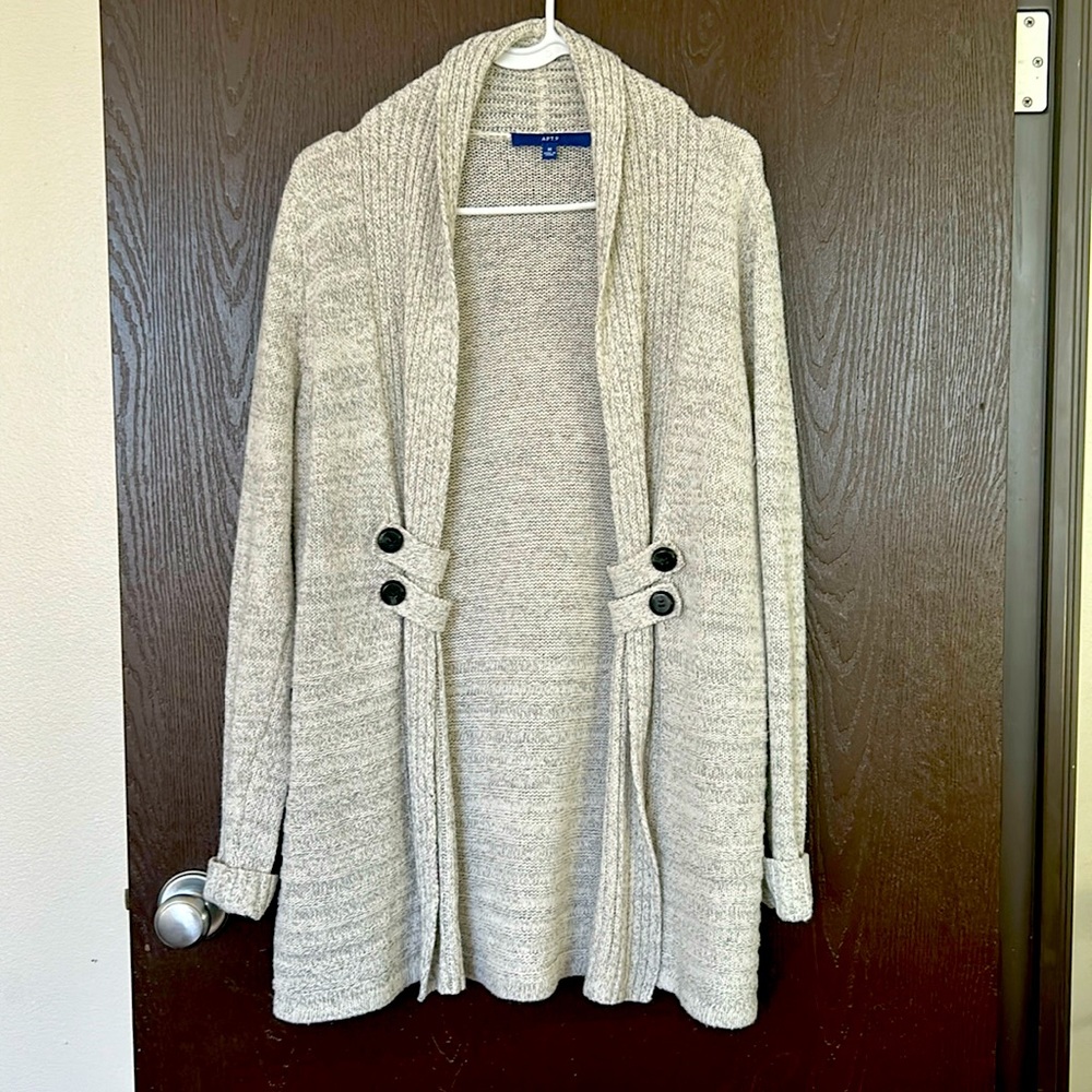 Apt.9 Women Open Front Gray Knit Combination Fabric Sweater...Size M